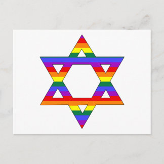 Customisable Gay Pride Rainbow Star of David Postcard