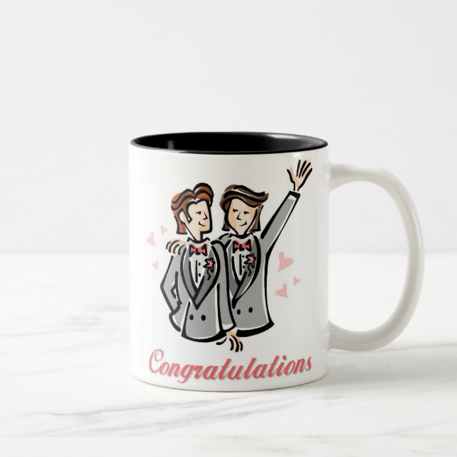 Customisable gay pride wedding mugs (Right)