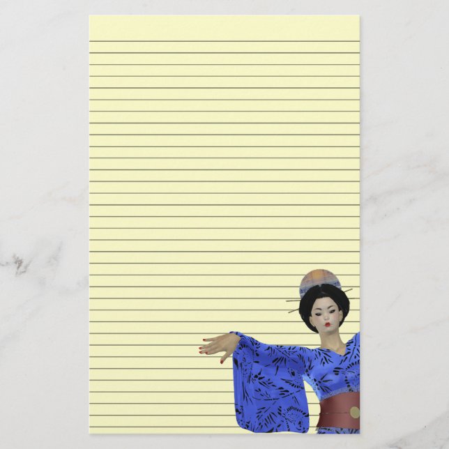 Customisable Geisha Stationery - optional lines (Front)