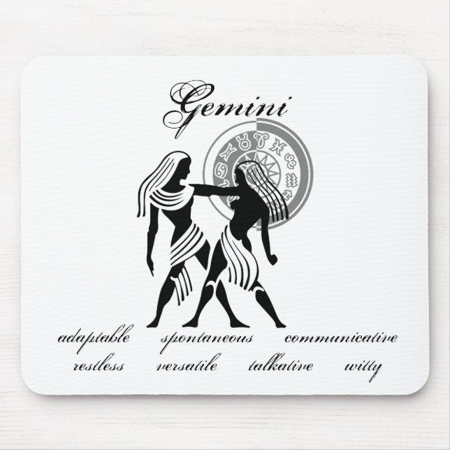 Customisable Gemini traits Greek-style Zodiac Mouse Mat (Front)