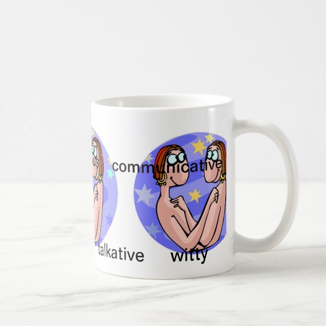 Customisable Gemini traits with Cute Cartoon Twins Coffee Mug (Right)