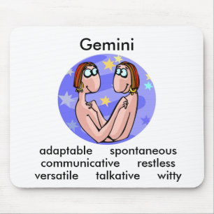 Customisable Gemini traits with Cute Cartoon Twins Mouse Mat