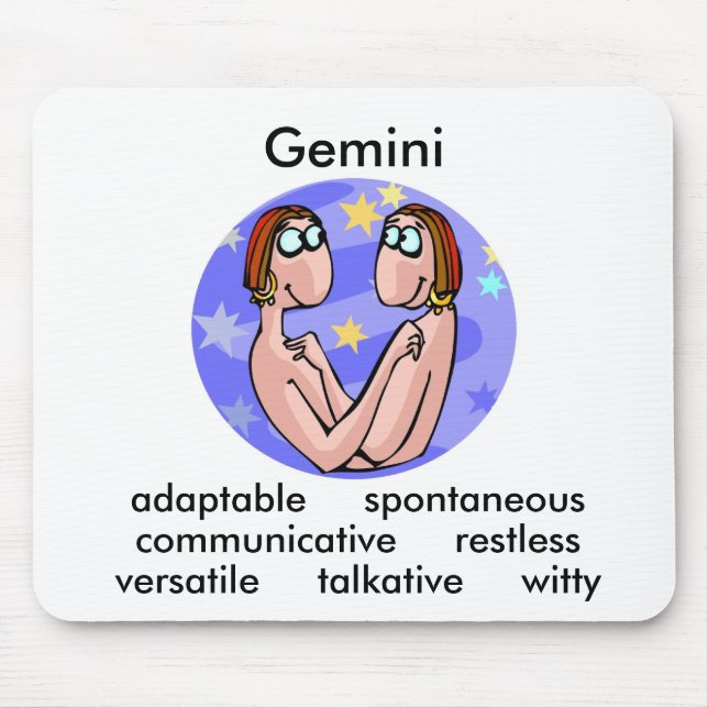 Customisable Gemini traits with Cute Cartoon Twins Mouse Mat (Front)