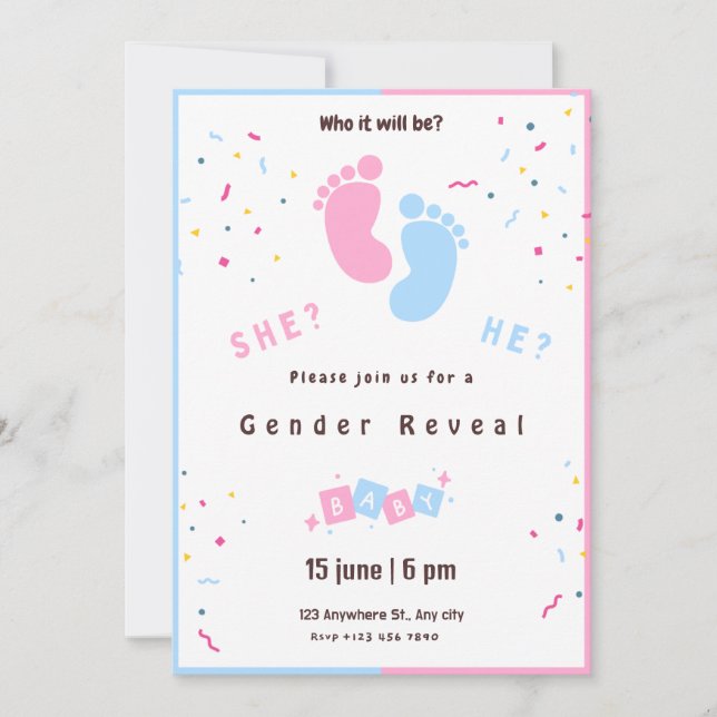 Customisable Gender Reveal Invitation (Front)