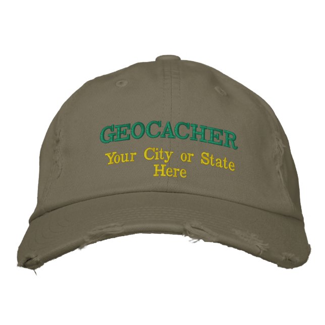 Customisable Geocacher's City or State Embroidered Hat (Front)
