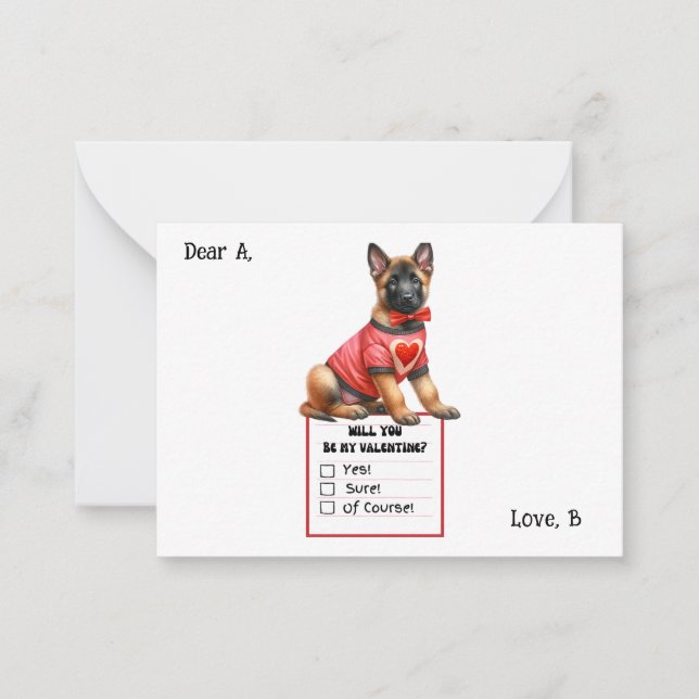 Customisable German Shepherd Puppy Valentine  Card (Front)