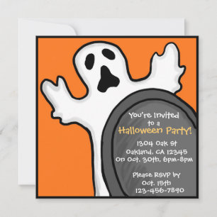 Customisable ghostly grave orange invitations