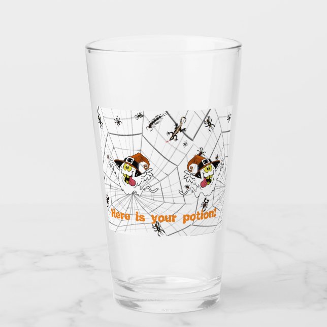 Customisable ghostly web Halloween spider Glass (Front)