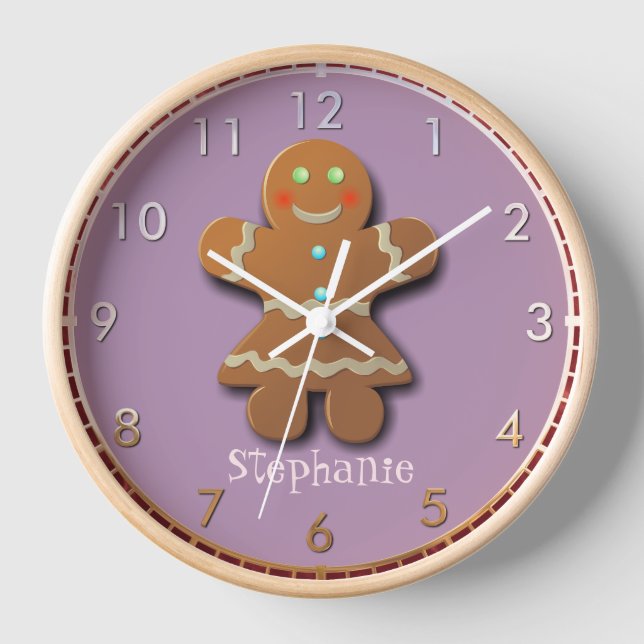 Customisable Gingerbread Cookie Wall Clock (Front)