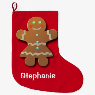 Customisable Gingerbread Man Large Christmas Stocking