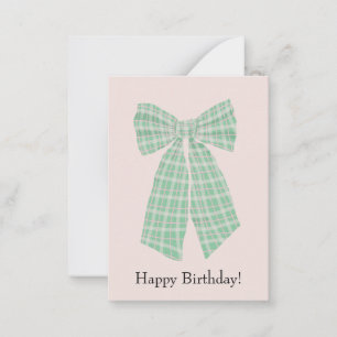 Customisable Gingham Coquette Bow Blush Birthday Card