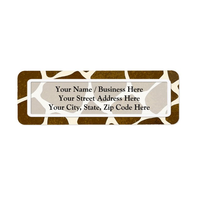Customisable Giraffe Print Return Address Labels (Front)