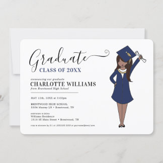 Customisable Girl Avatar | High School Graduation Invitation