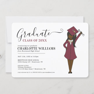 Customisable Girl Avatar | High School Graduation Invitation