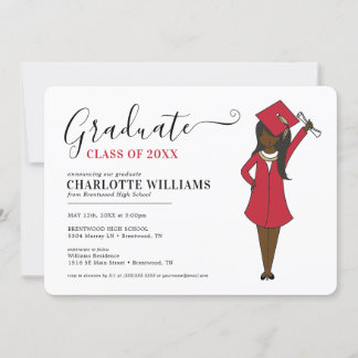 Customisable Girl Avatar | High School Graduation Invitation