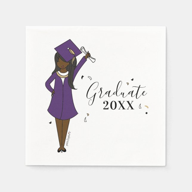 Customisable Girl Avatar | High School Graduation Napkin (Front)