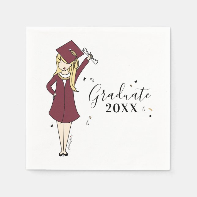 Customisable Girl Avatar | High School Graduation  Napkin (Front)