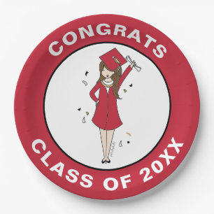 Customisable Girl Avatar   High School Graduation  Paper Plate