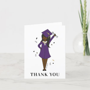 Customisable Girl Avatar   High School Graduation Thank You Card