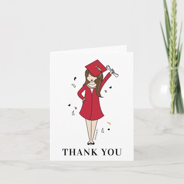 Customisable Girl Avatar | High School Graduation  Thank You Card (Front)