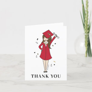 Customisable Girl Avatar   High School Graduation  Thank You Card