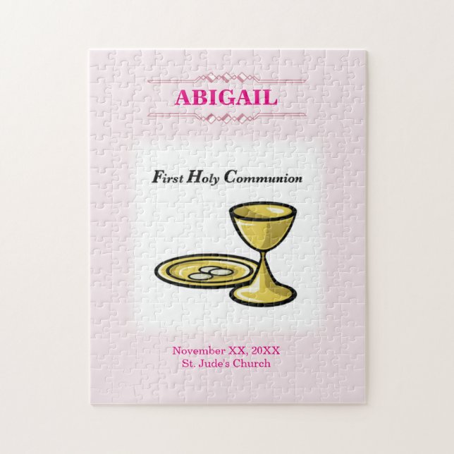 Customisable, Girl Communion Body and Blood Jigsaw Puzzle (Vertical)