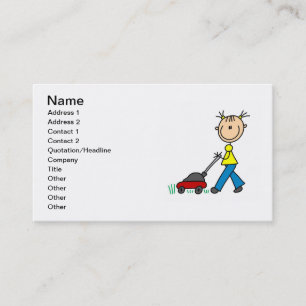 Customisable Girl Mowing Lawn Business Cards