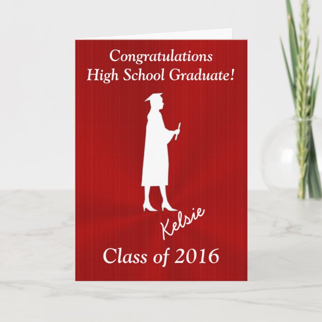Customisable Girls High School Graduation Cards (Front)