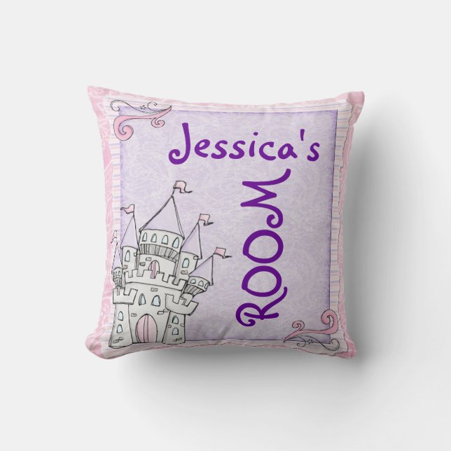 Customisable girls room fairytale castle pillow (Front)