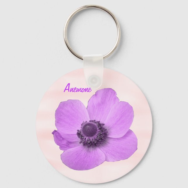 Customisable Girly Pink Anemone Keychain (Front)