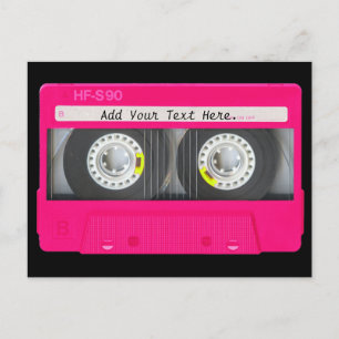 Customisable Girly Pink Cassette Tape Postcard