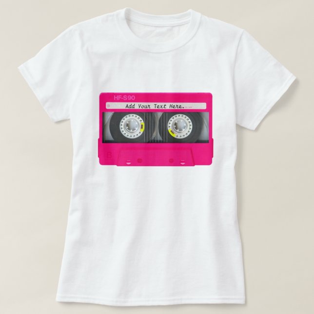 Customisable Girly Pink Cassette Tape T-Shirt (Design Front)