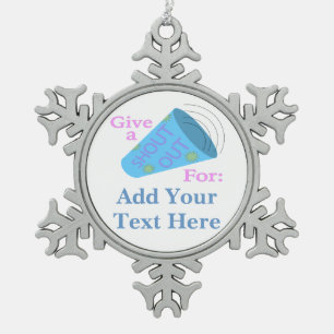 Customisable Give A Shout Out Snowflake Pewter Christmas Ornament