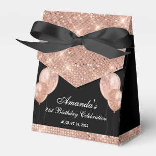 Customisable Glam Black and Rose Gold Favour Box