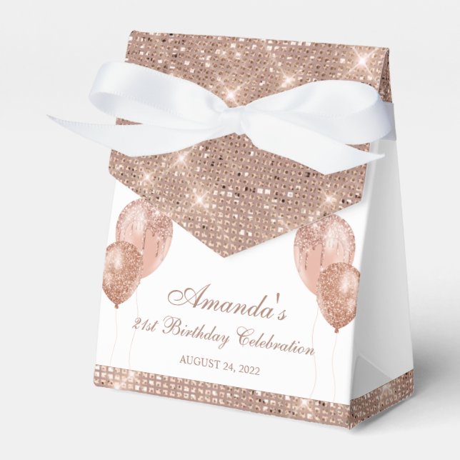 Customisable Glam White and Rose Gold Favour Box (Front Side)