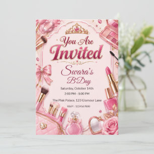 Customisable Glamour Makeup Birthday Invitation