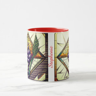 Customisable glass mug with grapes and wheat