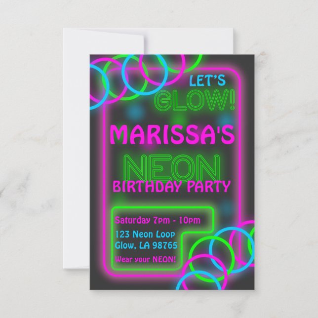 Customisable Glow Party Invitation (Front)