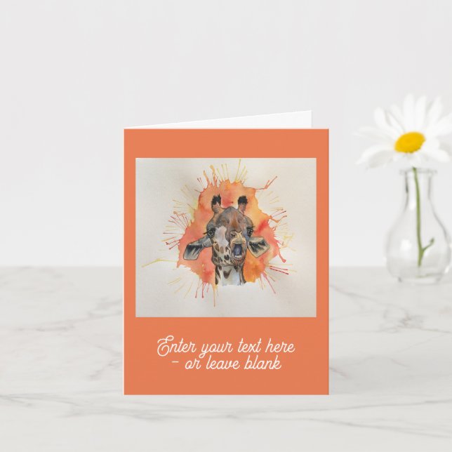 Customisable Gobsmacked Giraffe Greetings Card (Small Plant)
