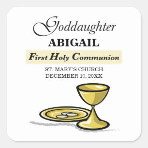Customisable, Goddaughter First Communion Chalice Square Sticker