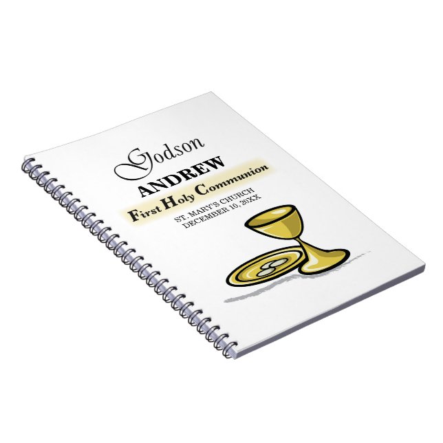 Customisable, Godson First Communion Chalice Notebook (Right Side)