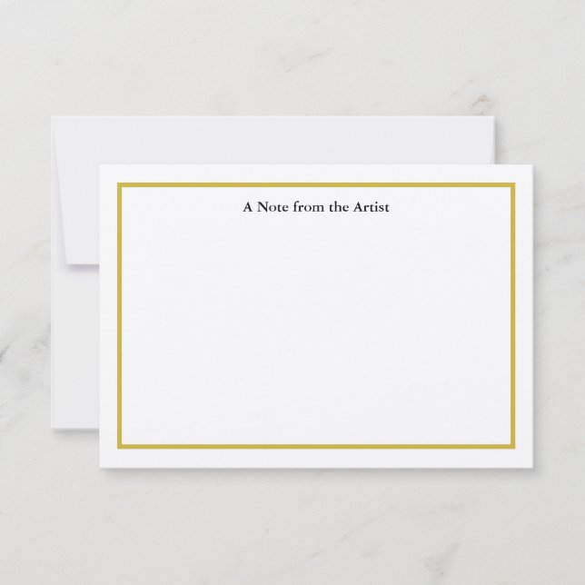 Customisable Gold Artist Thank You Note Card (Front)