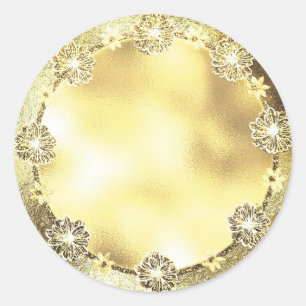 Customisable Gold Background Template Classic Round Sticker