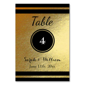 Customisable Gold/Black WEDDING TABLE NUMBER CARD