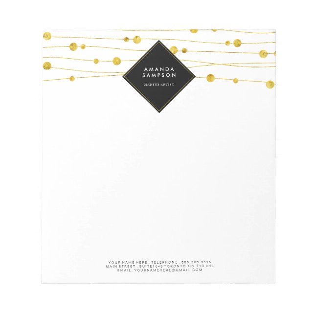 Customisable Gold Confetti Strands Notepad (Front)