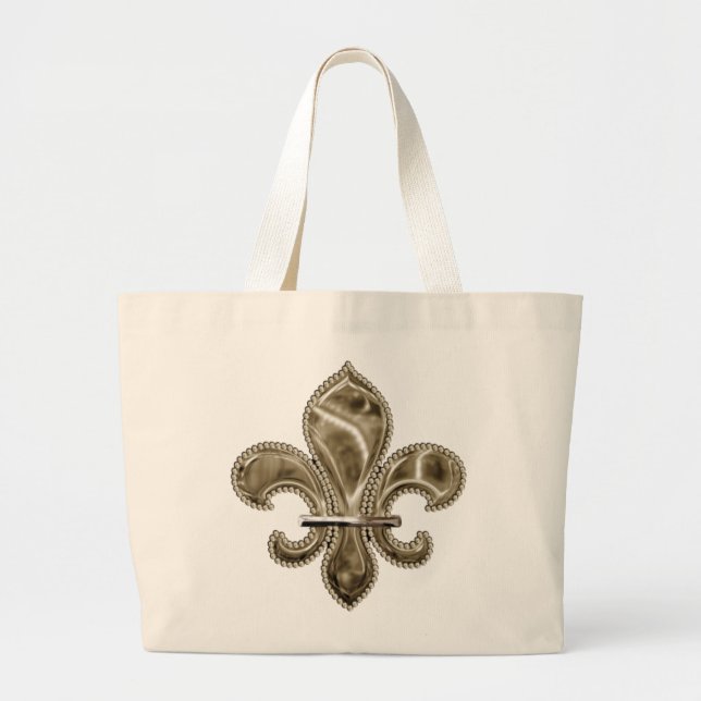 Customisable Gold Fleur de Lys Canvas Tote (Front)