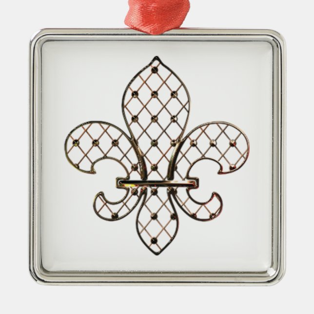Customisable Gold Fleur de Lys Ornament (Front)