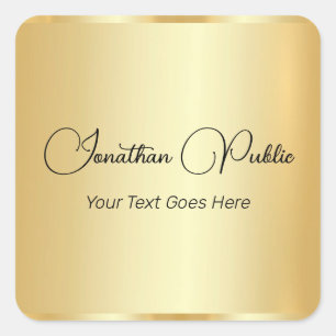 Customisable Gold Look Calligraphy Script Template Square Sticker