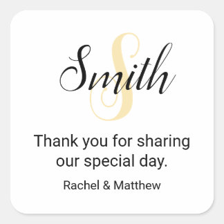 Customisable Gold Monogram Welcome  Square Sticker