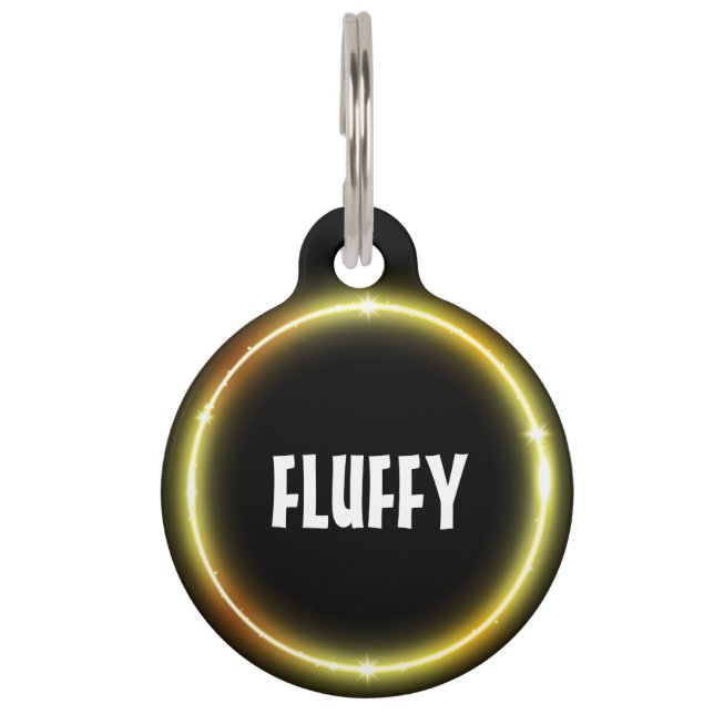 Customisable gold neon pet tag (Front)